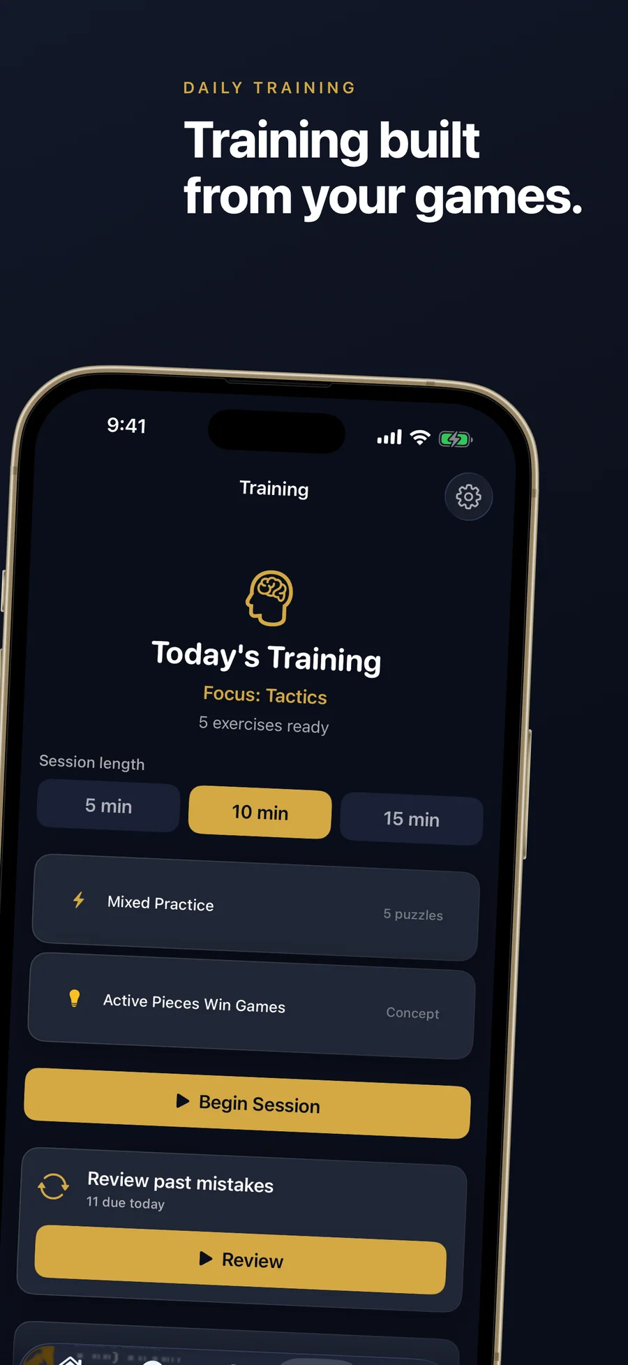 Chessful daily training built from your own games