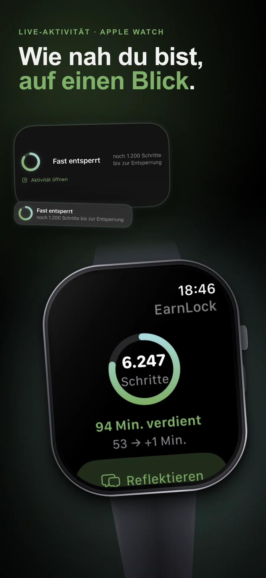 EarnLock-Live-Aktivität und Apple Watch zeigen, wie nah du an der Entsperrung bist