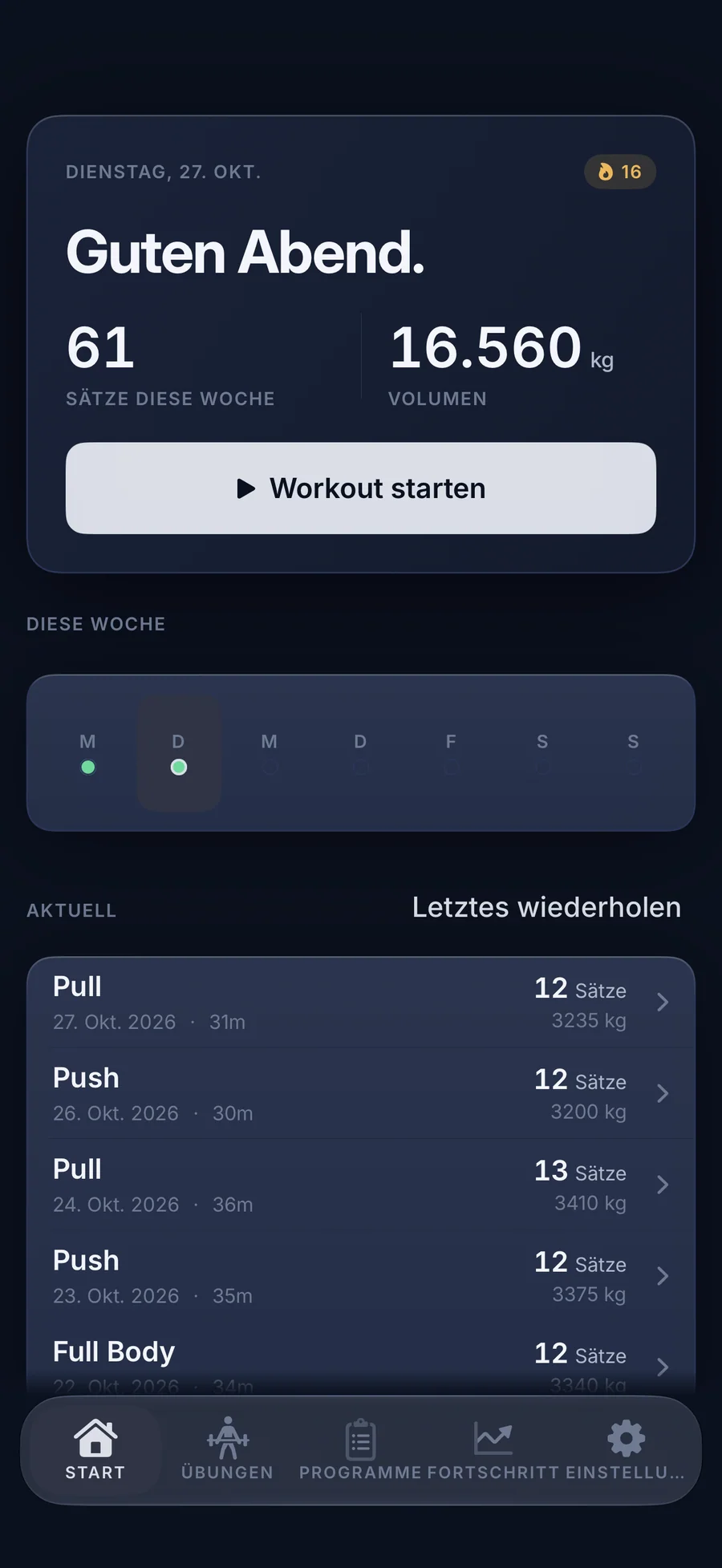 LiftLog-Pausen-Timer zwischen zwei Sätzen