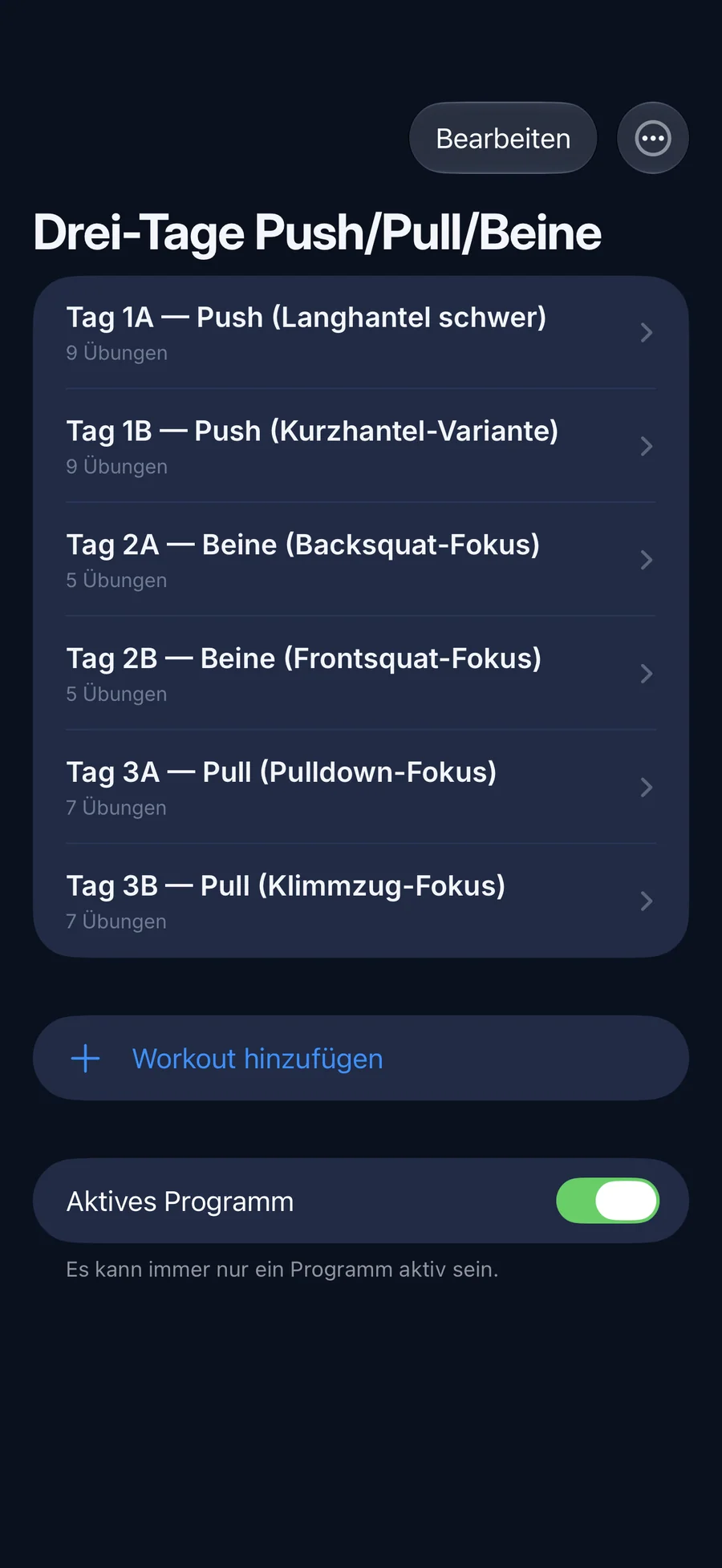LiftLog-Fortschritt mit Workouts und Volumen pro Monat und einer Aktivitäts-Heatmap