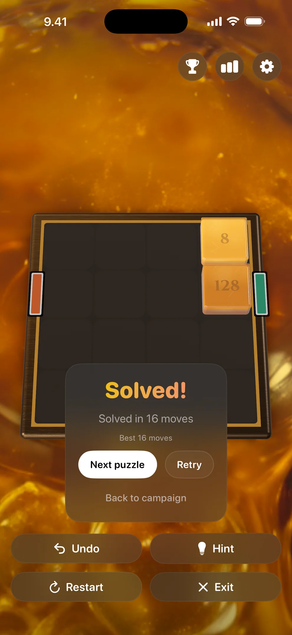 Solved: your move count, your best, and the best possible.