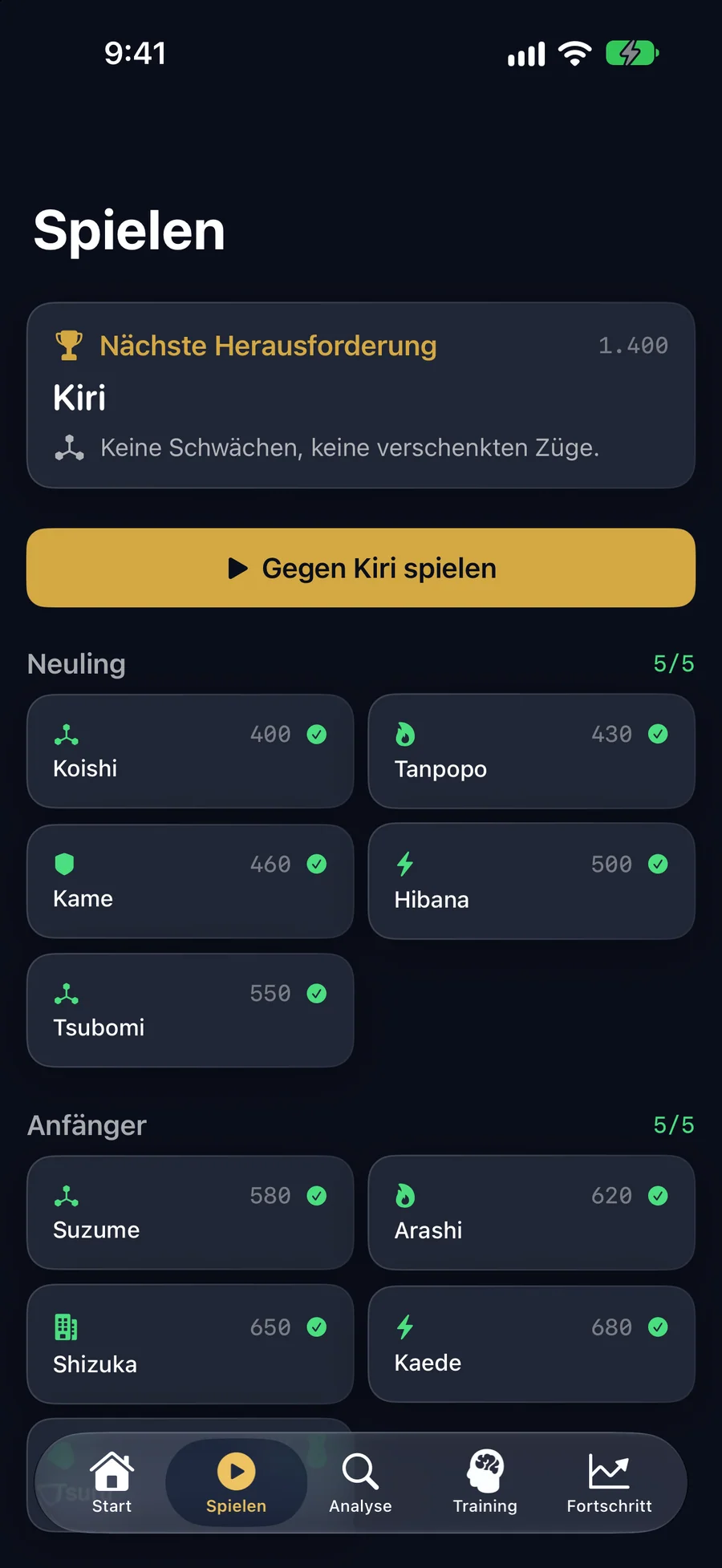 Gegnerleiter: Arbeite dich Stufe für Stufe durch eine Reihe benannter Gegner.