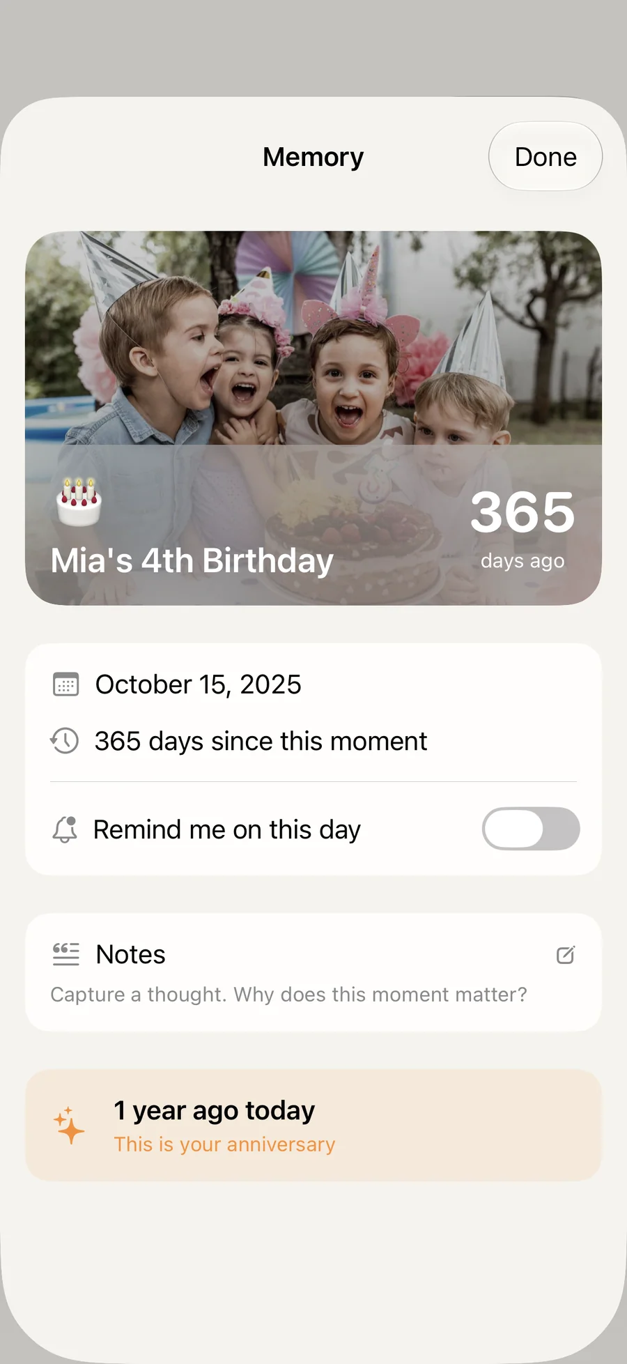 Soon. memory card showing a year since a past event