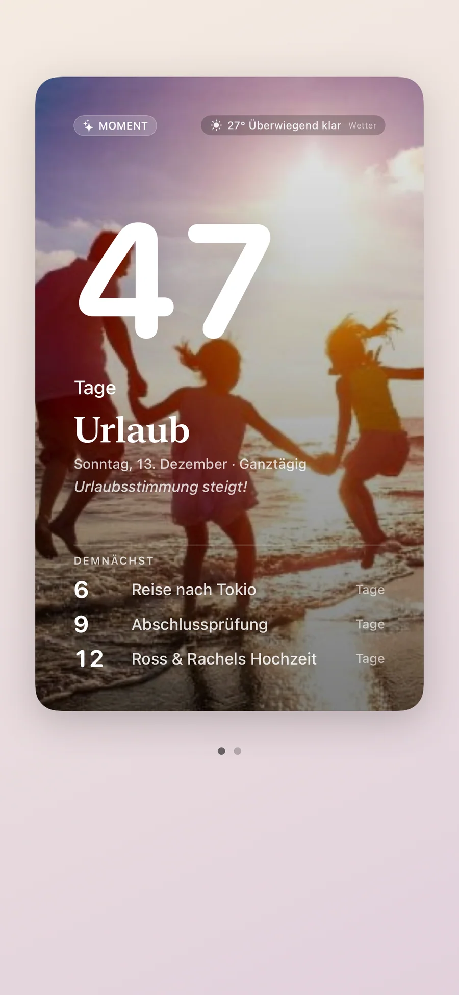 Extragroßes Countdown-Widget von Soon.