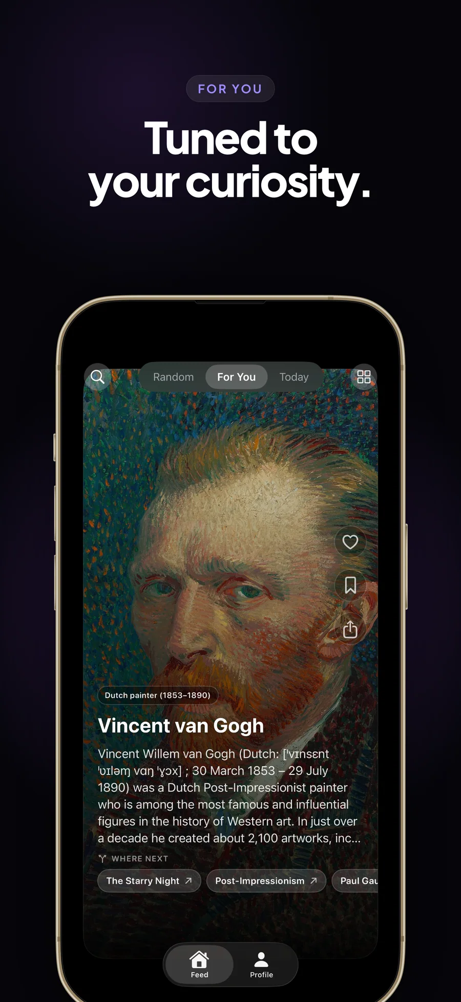 WanderWiki For You feed built from the topics you picked